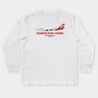 Boeing B747-400ER - Qantas Airways Kids Long Sleeve T-Shirt